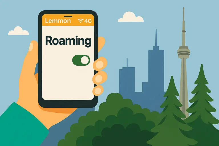Roaming activado con operador Lemmon en ciudad con torre de comunicaciones