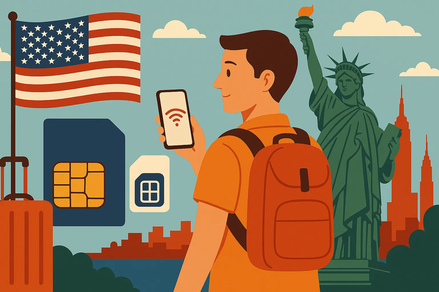 Un hombre de mediana edad busca la mejor tarifa móvil con roaming antes de viajar a EEUU.