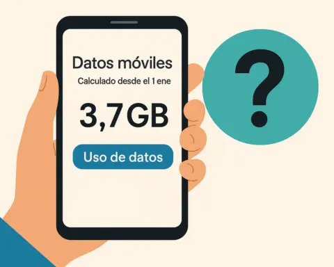 Pantalla móvil mostrando consumo de datos móviles en GB