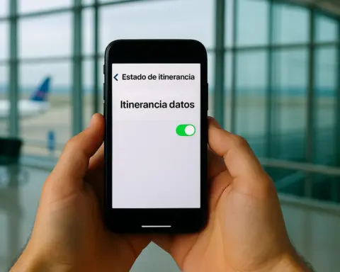 Opción de itinerancia de datos activada en la pantalla de un móvil