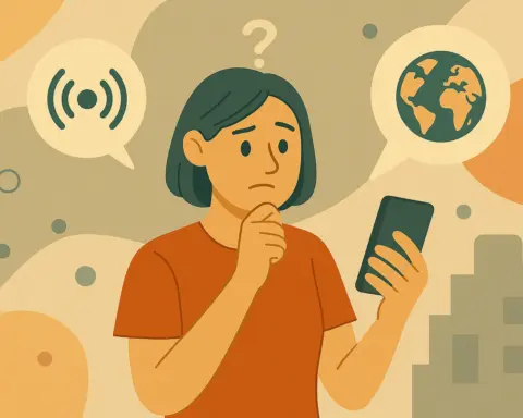 Mujer mirando su móvil con duda sobre qué es el roaming y cómo funciona