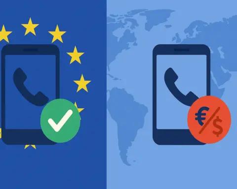 Comparativa visual de las llamadas en roaming dentro y fuera de la UE.