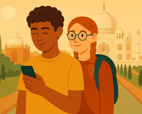 Pareja con cobertura móvil en la india gracias a una eSIM.