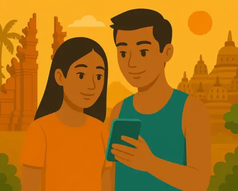 Grupo de amigos disfruta de cobertura móvil en Kenia durante su safari.