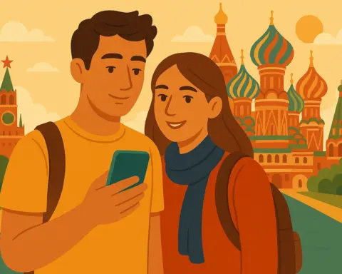 Pareja con cobertura móvil en Rusia gracias a una eSIM.
